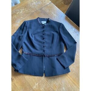 EUC - Vintage Adrianna Papell Black Pant Suit Beaded Embellished Sz 10 WOW!